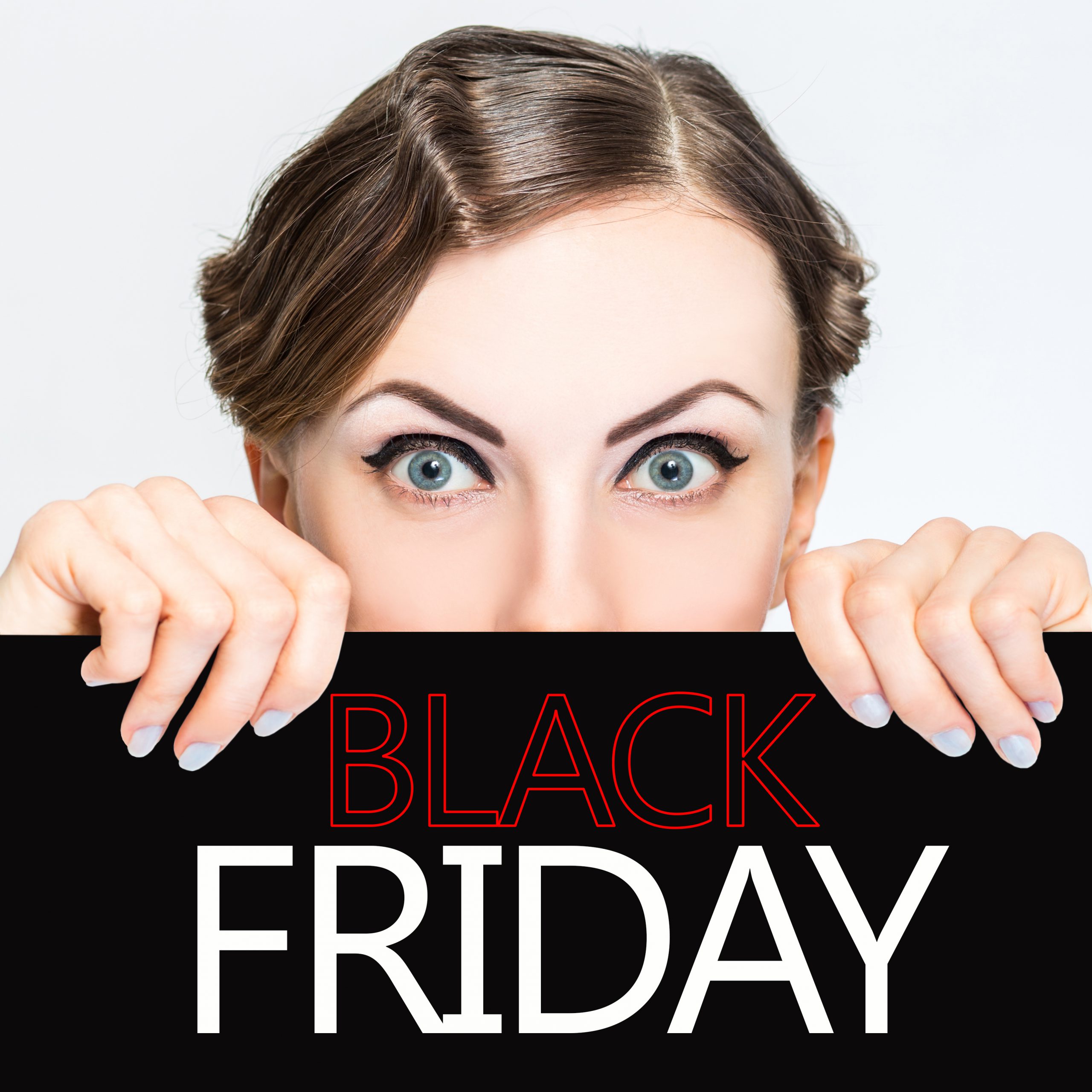 woman with a black friday sign